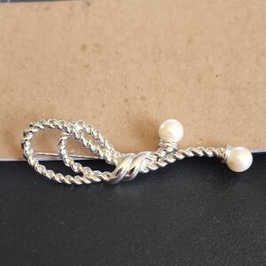Givenchy  Silver Rope  with Faux Pearl Ends Brooch